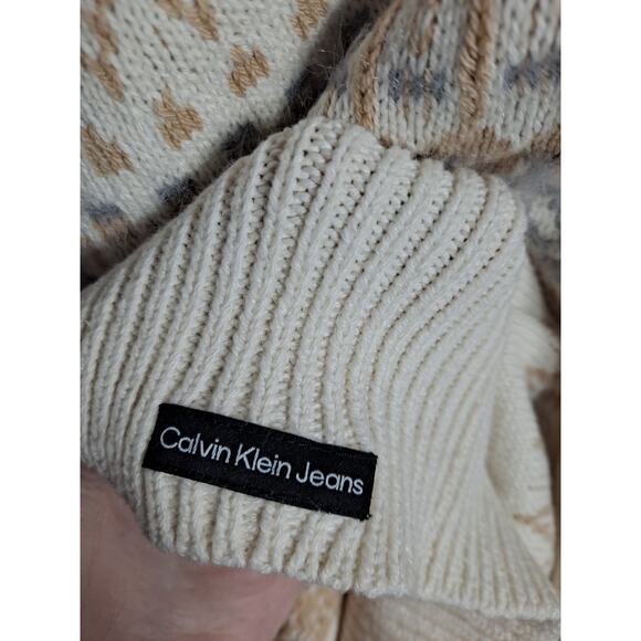 Calvin Klein Jeans Women’s Crew Neck Patterned Pullover Knitwear Sweater Size L - Picture 8 of 9